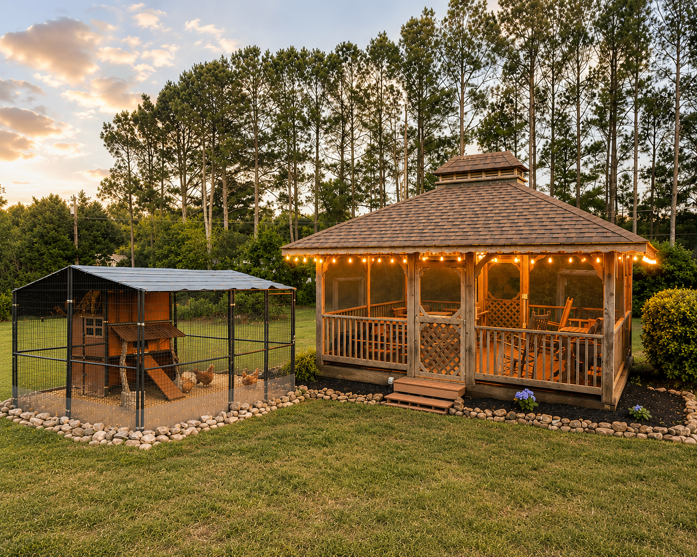 A quiet country gazebo on a peaceful property